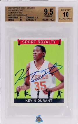 2007 Kevin Durant BGS 9.5 10 U.D. Goudey Sport Royalty Auto #KD