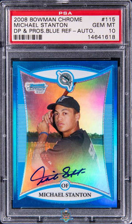 2008 Michael Stanton PSA 10 Bowman Chrome DP and Pros Blue Refractor Auto /150