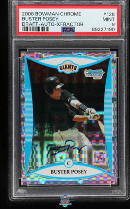 2008 Buster Posey PSA 9 Bowman Chrome DP and Pros XFractor #BDPP128 /225