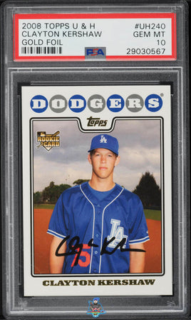 2008 Clayton Kershaw PSA 10 Topps Updates Highlights Gold Foil #UH240