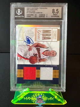 2009 Stephen Curry BGS 8.5 National Treasures NBA Gear Dual Auto #11 /30