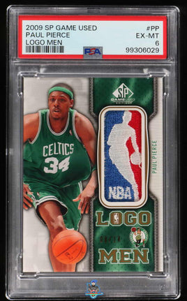 2009 Paul Pierce PSA 6 U.D. SP SP Game Used Logoman #LogoPP /14