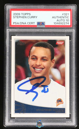 2009 Stephen Curry PSA Authentic 10 Topps Auto Grade #321