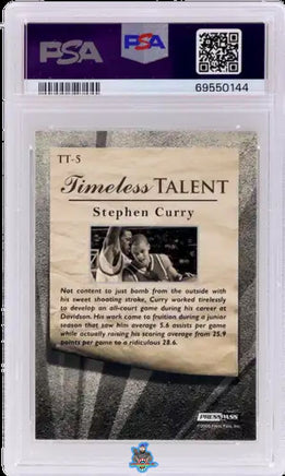 2009 Stephen Curry PSA 9 Authentic Press Pass Fusion Timeless Talent #TT5