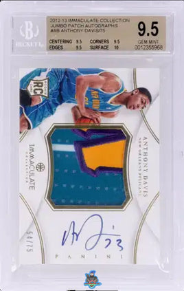 2012 Anthony Davis BGS 9.5 10 Immaculate Rookie Jumbo Patch Auto #PPAD 54/75