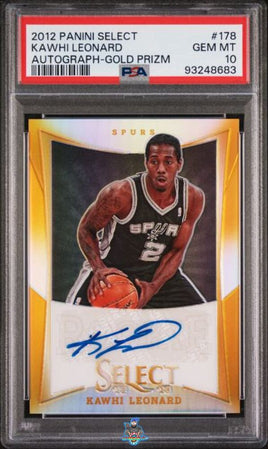 2012 Kawhi Leonard PSA 10 Select Auto Gold Prizm #178 5/10