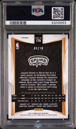 2012 Kawhi Leonard PSA 10 Select Auto Gold Prizm #178 5/10