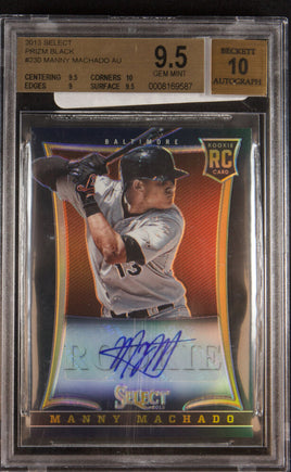 2013 Select Black Prizm Manny Machado ROOKIE AUTO 1 of 1 #230 BGS 9.5 0008169587