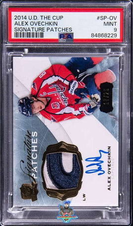 2014-15 Upper Deck The Cup Signature Patches #SP-OV Alex Ovechkin Game-Used Signed Patch Card 17 of 25 - PSA 9 84868229