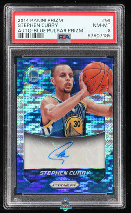 2014 Stephen Curry PSA 8 Prizm Blue Pulsar Auto #59 /49