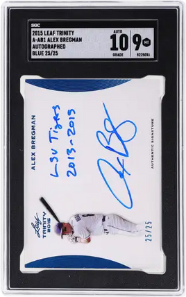 2015 Alex Bregman SGC 9 10 Leaf Trinity Incscription Auto # /25