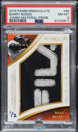 2015 Barry Bonds PSA 8 Immaculate Game Worn Jumbo Prime #66 1/2