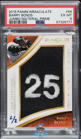 2015 Immaculate Collection Jumbo Prime Barry Bonds PATCH 2 of 2 #66 PSA 6 87326777