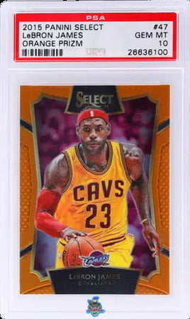 2015 Panini Select Concourse Orange Prizm LeBron James #47 43 of 60 PSA 10 26636100