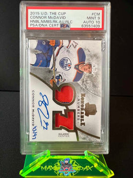 2015 Upper Deck The Cup Connor McDavid Hon Nmbr Rookie Auto Relic #CM 43 of 97 PSA 9 Auto 10 63551409