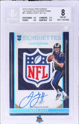 2016 Panini Preferred Silhouettes Super Prime Jared Goff #61 1 of 1 BGS 8 Auto 10 0011787563