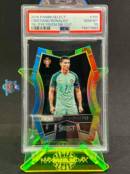 2016 Panini Select Cristiano Ronaldo Tie Dye Prizm Die Cut #154 23 iof 30 PSA 10 75671683