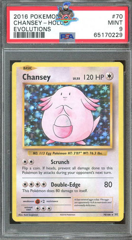 2016 Pokemon XY Evolutions Chansey - Holo #70 PSA 9 65170229