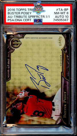 2016 Buster Posey PSA 8 10 Topps Tribute Super Auto #TABP 1/1