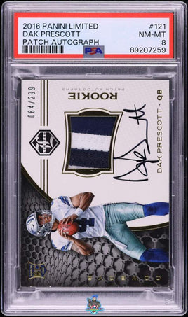 2016 Dak Prescott PSA 8 Limited Rookie Patch Auto #121 84/299