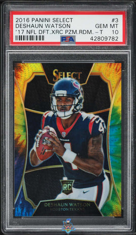2016 Deshaun Watson PSA 10 Select 2017 Draft XRC Prizm Tye Die #3 13/25