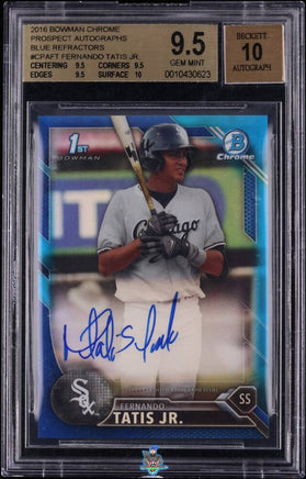 2016 Fernando Tatis Jr. BGS 9.5 10 Bowman Chrome Priospect Auto Blue Ref 100/150