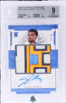 2016 Jamal Murray BGS 9 8 National Treasures Rookie Patch Auto #110 79/99