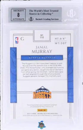 2016 Jamal Murray BGS 9 8 National Treasures Rookie Patch Auto #110 79/99
