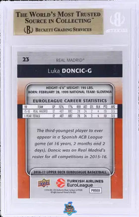 2016 Luka Doncic BGS 9.5 Upper Deck Turkish Air Euroleague Rainbow #23