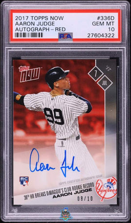 2017 Aaron Judge PSA 10 Topps Now Rookie Auto Red #336D 8/10