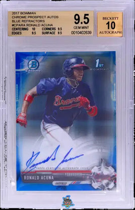 2017 Bowman Chrome Ronald Acuna Blue Refractor Auto /150 BGS 9.5 Auto 10