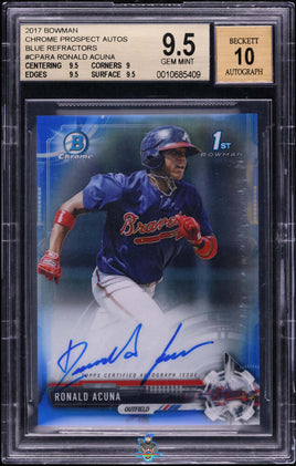 2017 Ronals Acuna Jr. BGS 9.5 10 Bowman Chrome Pros Auto Blue Refractor 106/150