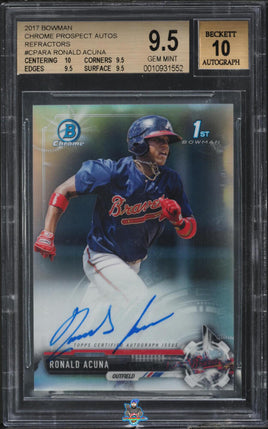 2017 Ronals Acuna Jr. BGS 9.5 10 Bowman Chrome Pros Auto Refractor 210/499