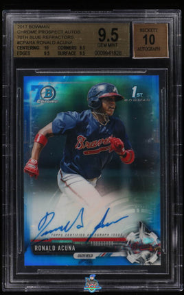 2017 Chrome Ronald Acuna Jr 70th Blue Rookie Auto Ref BGS 9.5 10