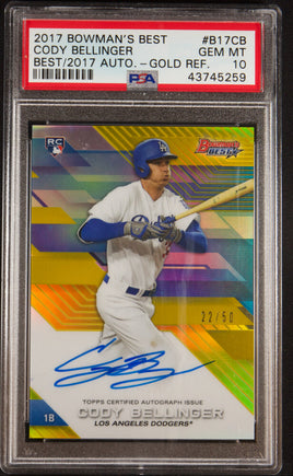 2017 Bowman's Best Of '17 Gold Refractor Cody Bellinger ROOKIE AUTO 22 of 50 PSA 10 43745259