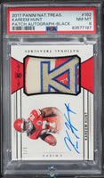 2017 National Treasures Kareem Hunt Patch Auto - Black #182 /5 PSA 8