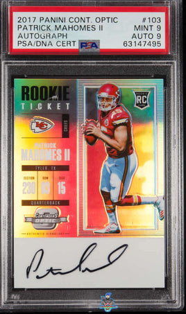 2017 Panini Contenders Optic Patrick Mahomes Auto #103 PSA 9 Auto 9 63147495