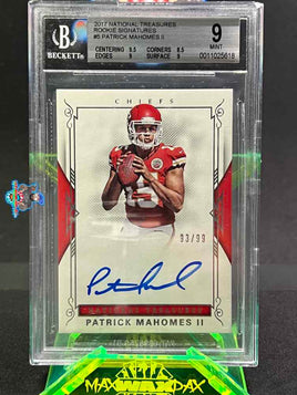 2017 Panini National Treasures Patrick Mahomes Rookie Signatures #RS-2PM 93 of 99 BGS 9 Auto 10 0011025618