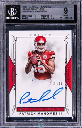 2017 Patrick Mahomes BGS 9 10 National Treasures Rookie Auto #RS2PM /99