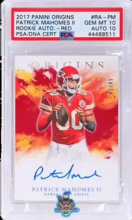 2017 Panini Origins Rookie Signature Red Patrick Mahomes II #RA-PM 41 of 49 PSA 10 Auto 10 44488511