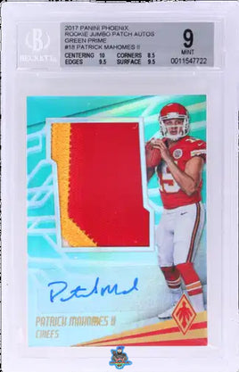 2017 Panini Phoenix Rookie Jumbo Patch Autograph Green Prime Patrick Mahomes II #JAS-PM 4 of 5 BGS 9 Auto 10 0011547722