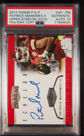 2017 Panini Plates and Patches Patrick Mahomes Upper Echelon Auto #UP-PM 19 of 25 PSA Auth Auto 10 71869820