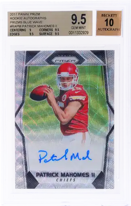 2017 Patrick Mahomes BGS 9.5 10 Prizm Rookie Auto Blue Wave #RAPM /149