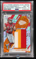 2017 Patrick Mahomes PSA 8 Unparalleled Rookie Stitches Orange Patch #RSPM /49