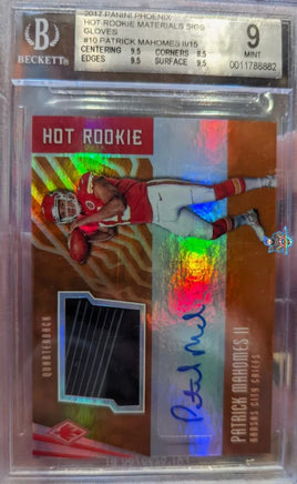 2017 Patrick Mahomes BGS 9 10 Phoenix Hot Rookie Mats Auto Gloves #HRSPM /15