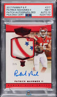 2017 Patrick Mahomes PSA 7 10 Plates & Patches Rookie Patch Auto Red #217 /5