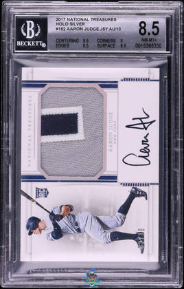 2017 Aaron Judge BGS 8.5 National Treasures Rookie Holo Solver Patch Auto 2/10