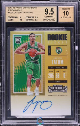2017 Jayson Tatum BGS 9.5 10 Contenders Prizm Gold Rookie Ticket Auto #103A 6/10