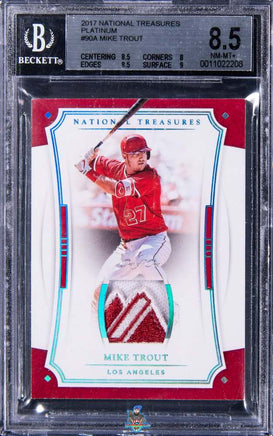 2017 Mike Trout BGS 8.5 National Treasures Game Worn Logo Patch #90A 1/1