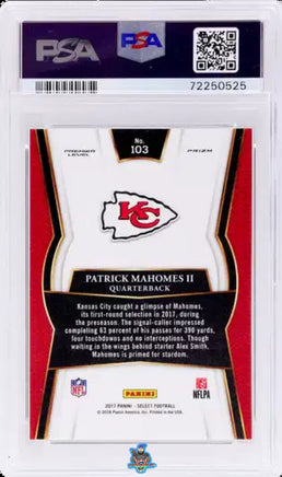 2017 Patrick Mahomes PSA 10 Select Rookie Silver Prizm Premier Level #103